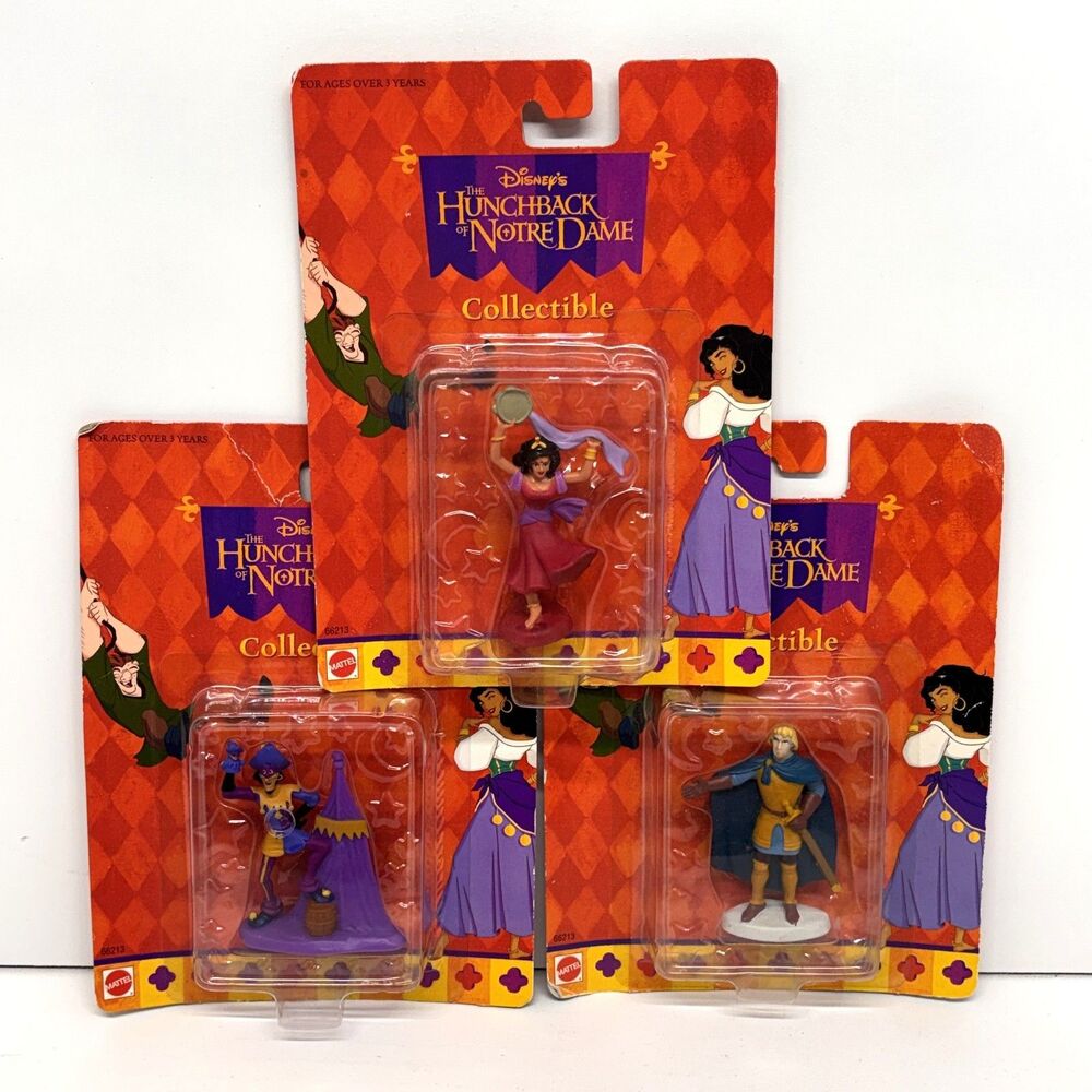 Vtg The Hunchback of Notre Dame Collectible Sealed Figures Set 3 Disney Mattel